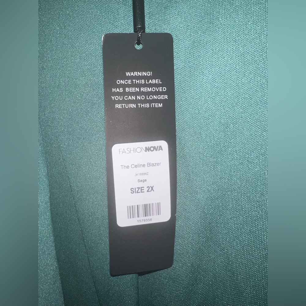 Fashion Nova The Celine Blazer Sage Green Open Front‎ Jacket – Size 2X NWT - Picture 4 of 9